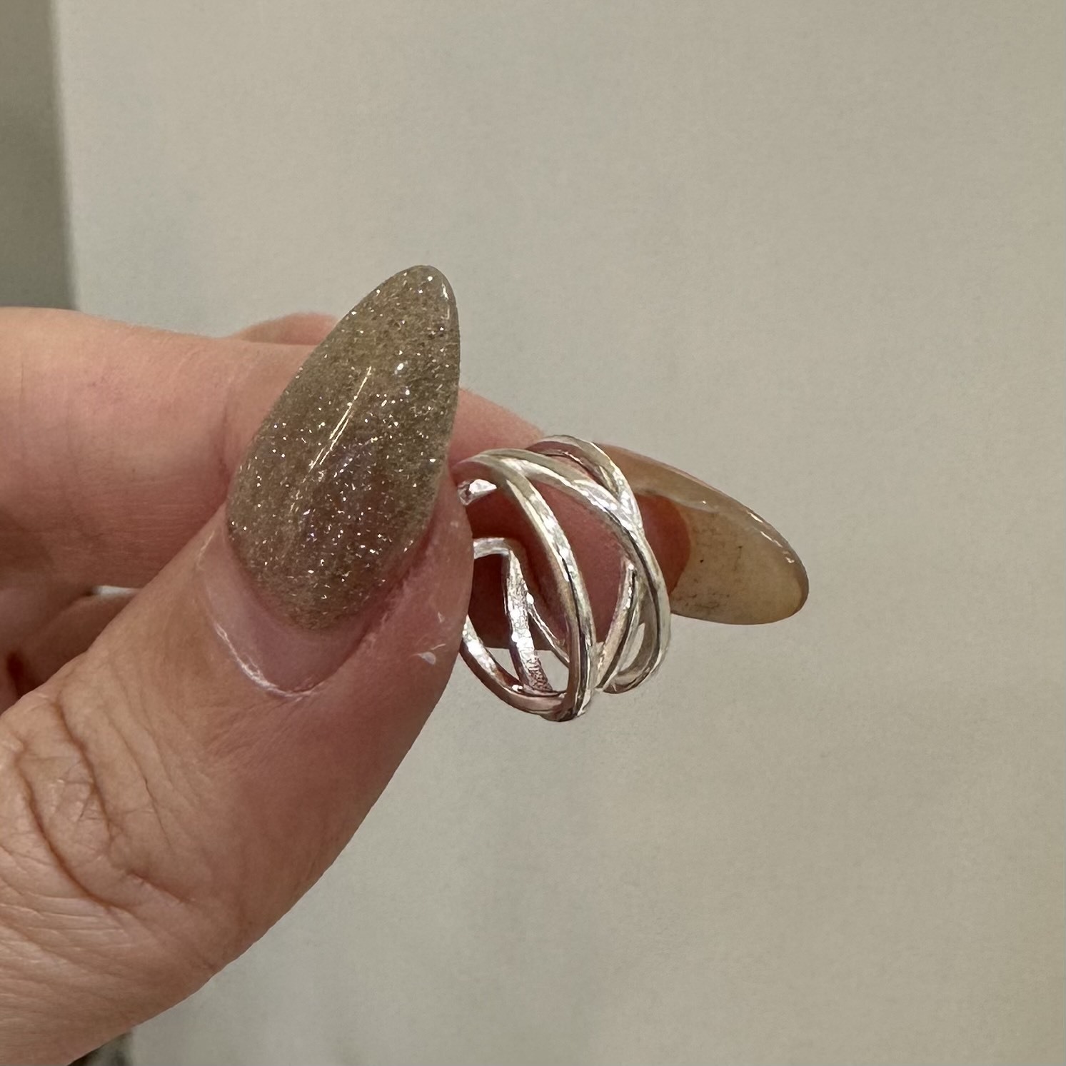 【純銀】T44交叉線狀純銀耳骨扣