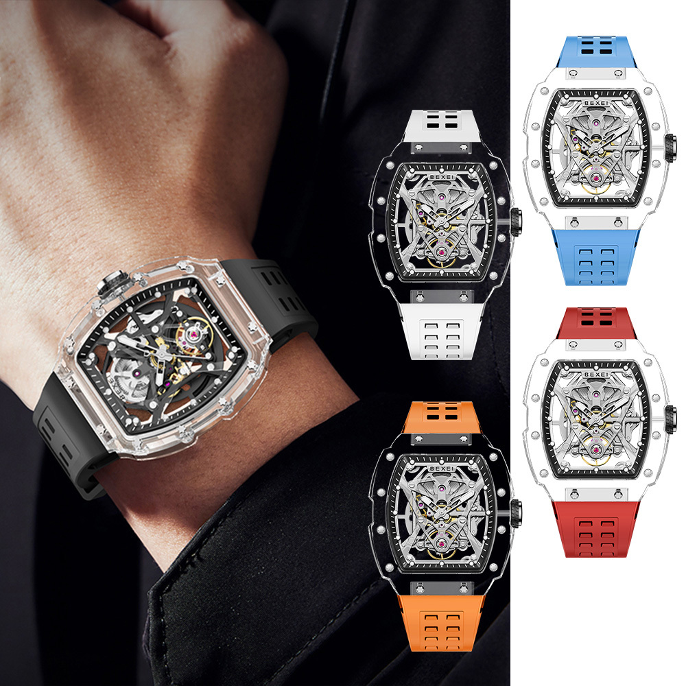 (預購)【BEXEI 貝克斯】9130 雙面鏤空 清透美學 夜光 自動機械錶