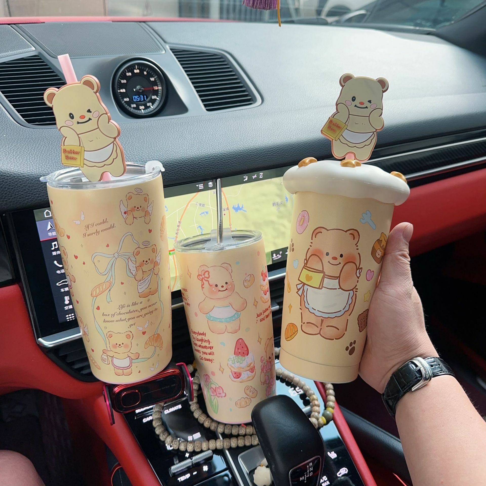 《4587》超可愛304小熊保溫杯 600ML