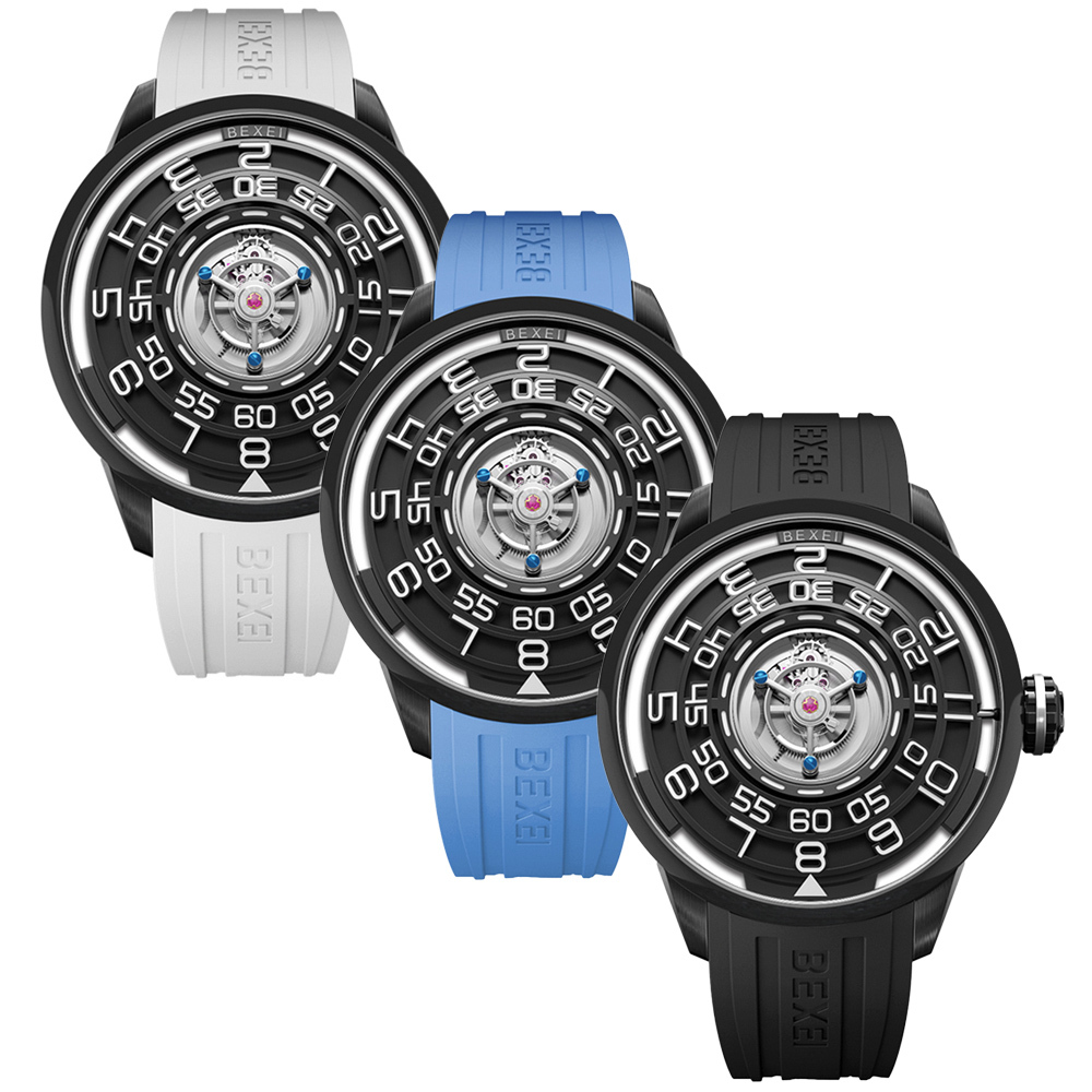 (預購)【BEXEI 貝克斯 】9110  科技感 黑洞 懸浮陀飛輪 機械錶 未來感 黑洞造型設計