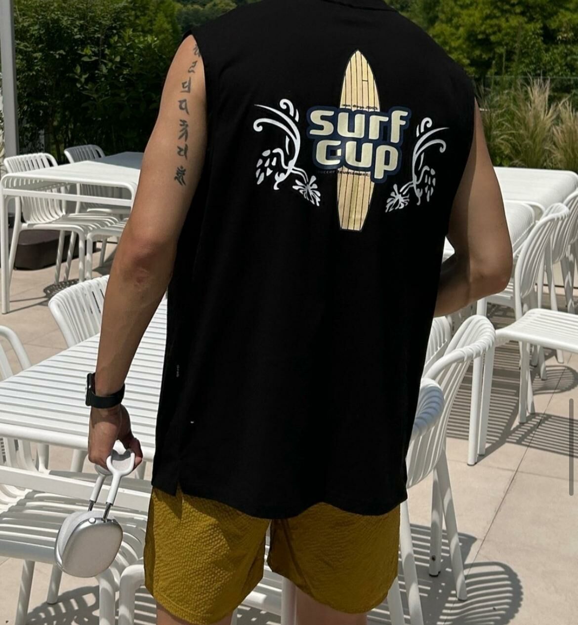 英文字圖案背心 V1091