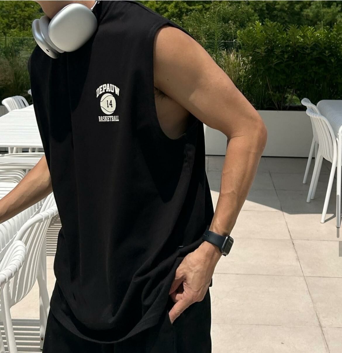 OverSize英文字圖案背心 V1095