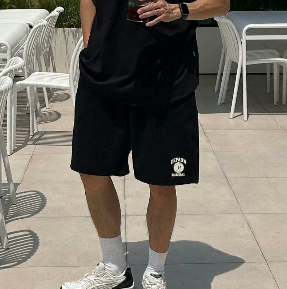 英文字圖案棉質短褲 P2920