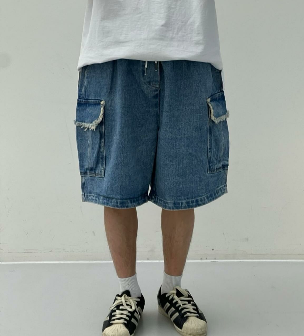 洗水牛仔工裝短褲 P2925