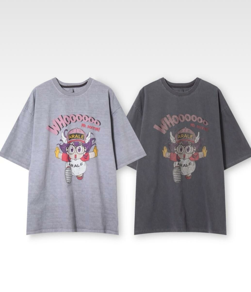 OverSize洗水小雲圖案短袖Tee T5545