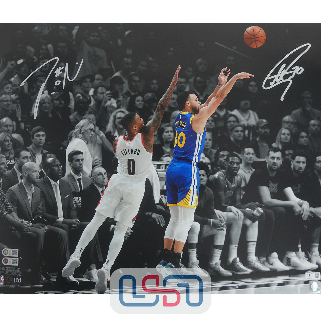 STEPHEN CURRY DAMIAN LILLARD SIGNED 16X20 PHOTOGRAPH PHOTO USA SM BAS
