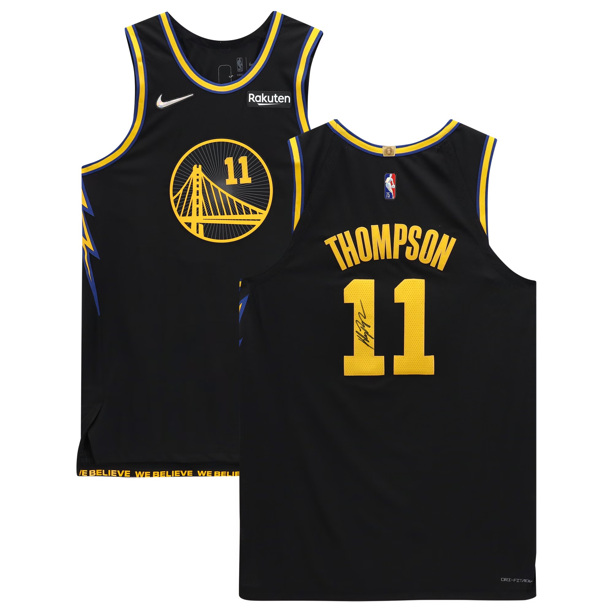 Autographed Golden State Warriors Klay Thompson Fanatics Authentic Black Nike 2021-22 Mixtape Authentic Jersey