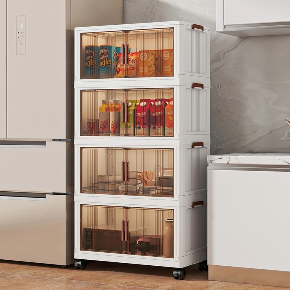 AOTTO】70面寬雙開門磁吸折疊收納櫃(AC-070BK)