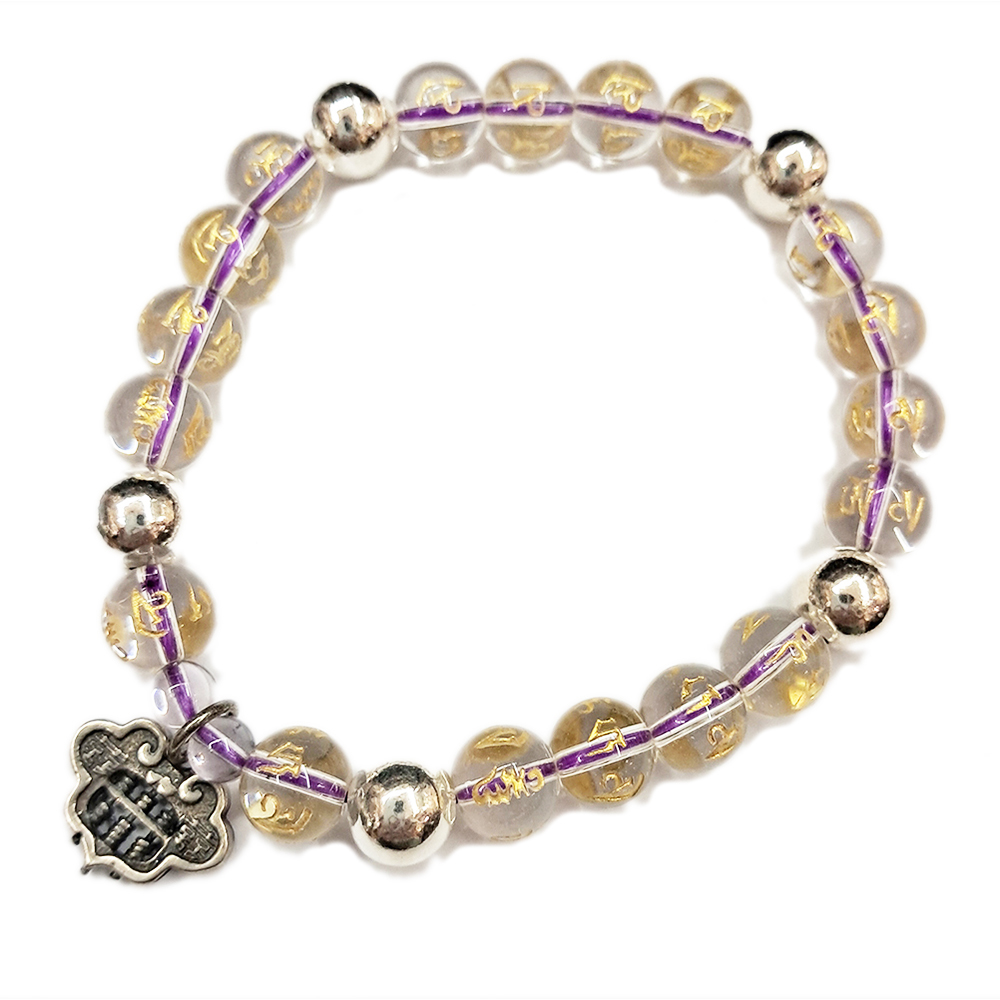 如意{純銀}&六字真言水晶手珠8mm【十方】153490