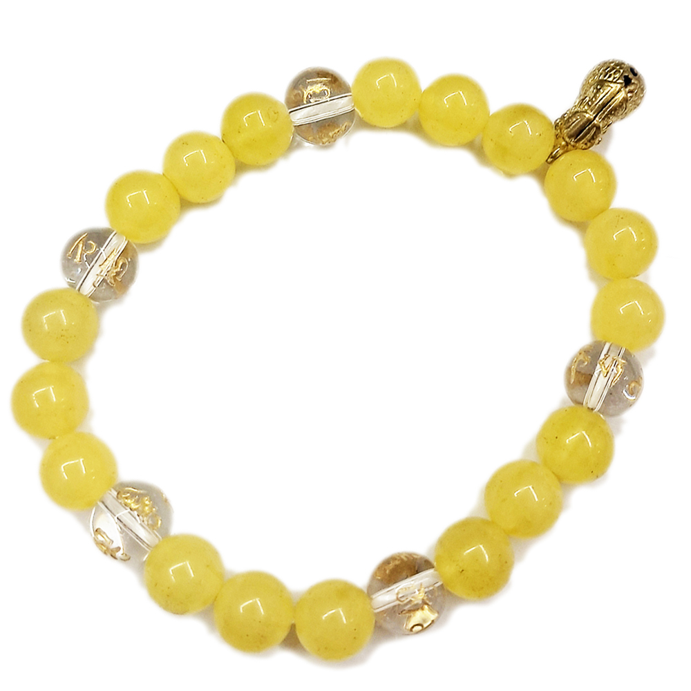 精進木魚&六字真言{水晶}&蜜納手珠8mm【十方】153492