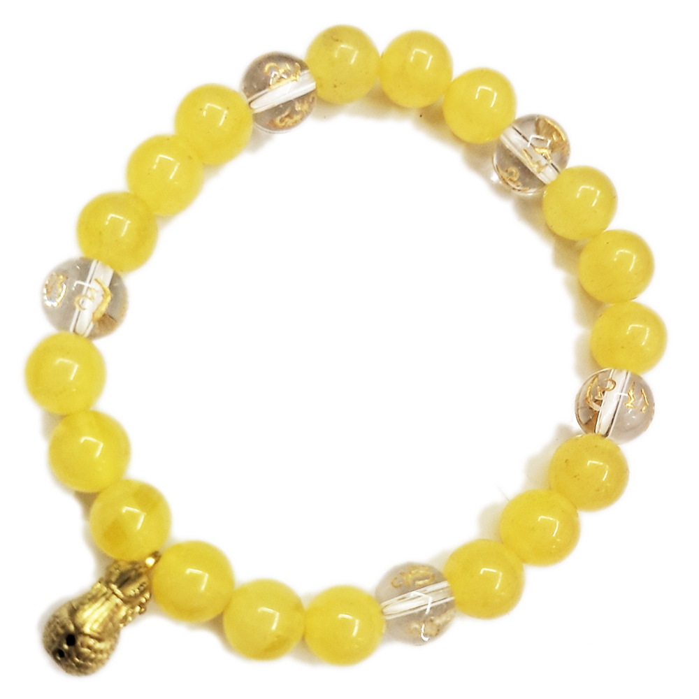 精進木魚&六字真言{水晶}&蜜納手珠8mm【十方】153492