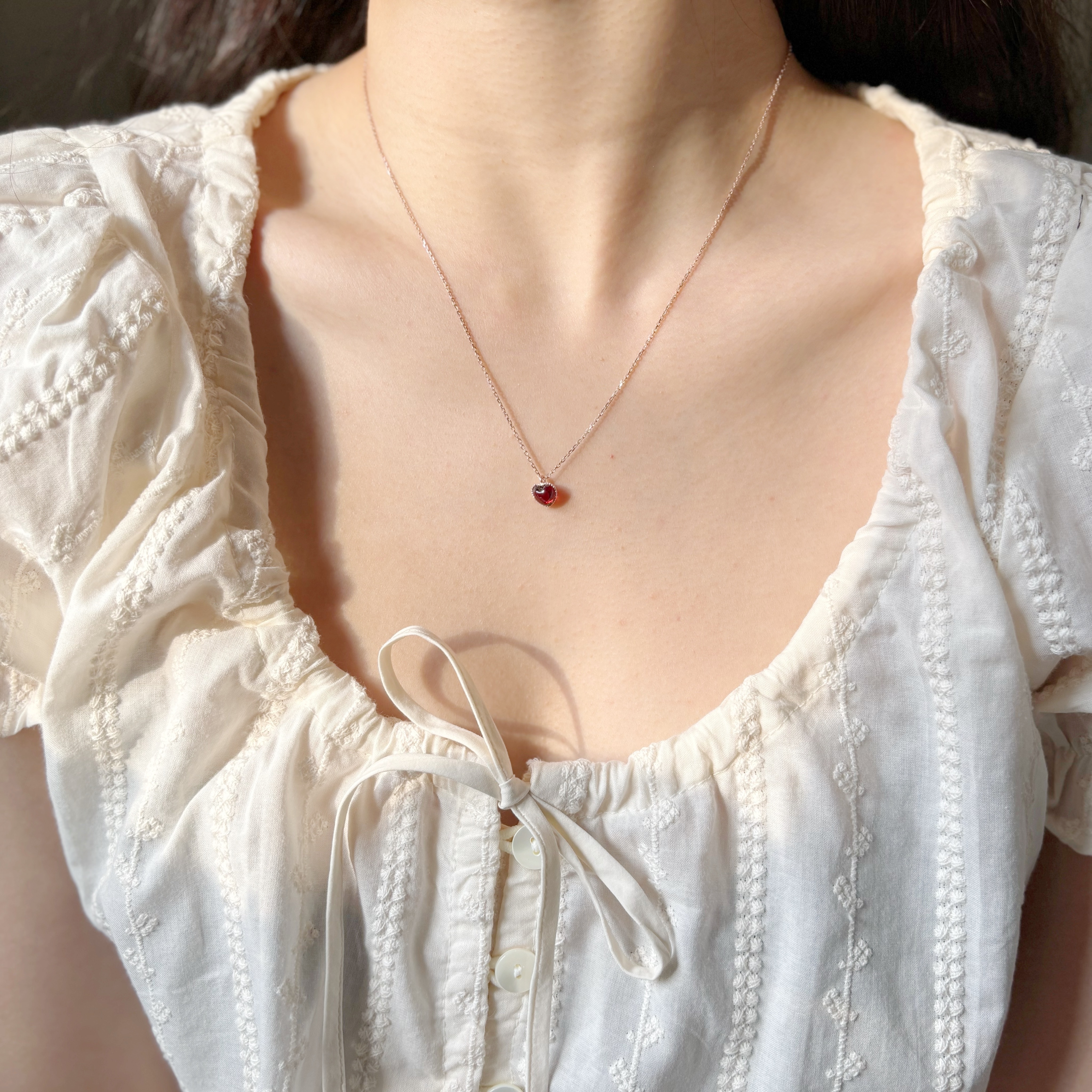 愛心蛋糕塔石榴石項鍊