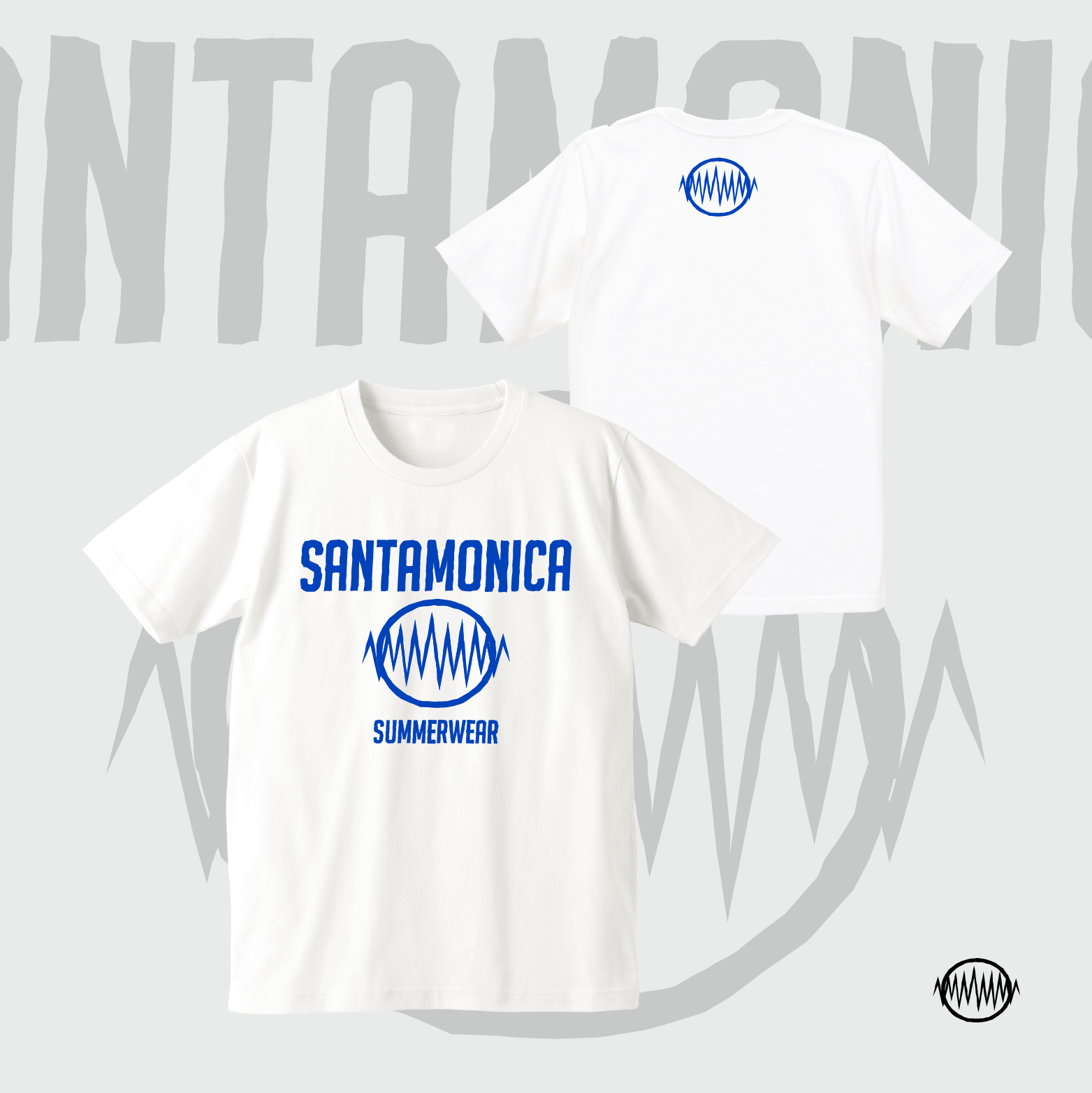 【SANTA MONICA SUMMER WEAR】SMSW 定番 logo TEE（白款藍字）