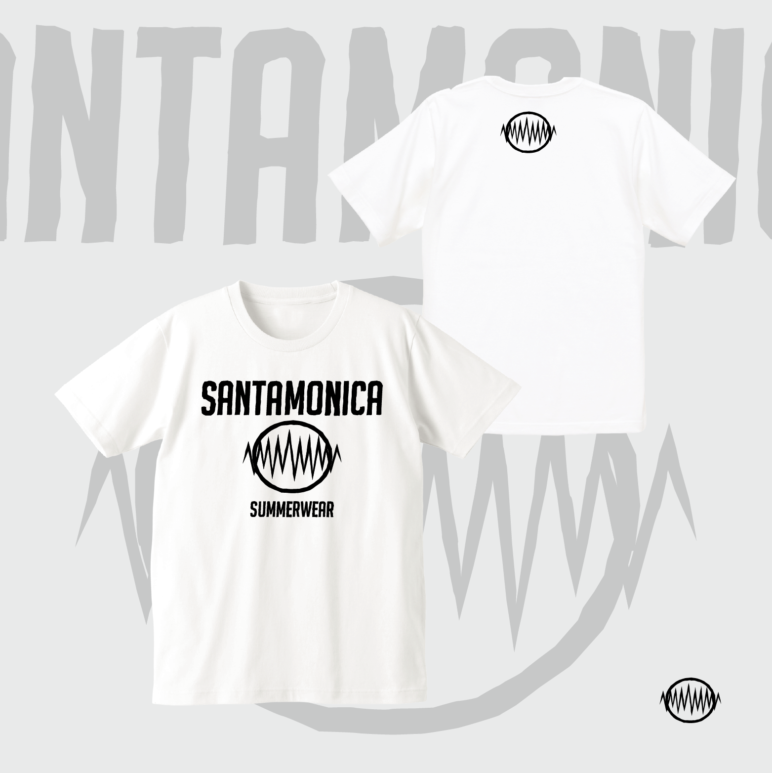 【SANTA MONICA SUMMER WEAR】SMSW 定番 logo TEE（白款黑字）