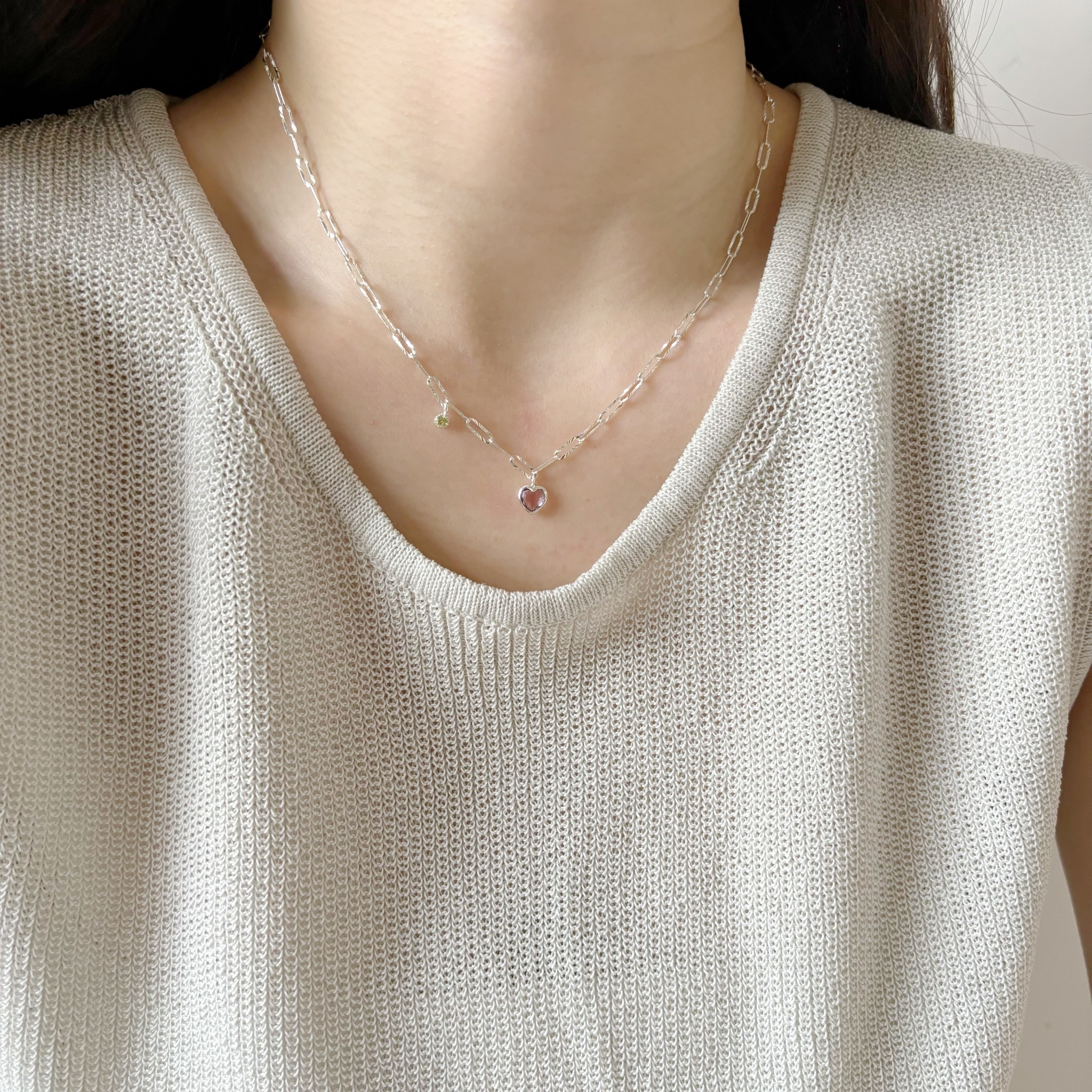 Bazel Heart紫水晶橄欖切花項鍊