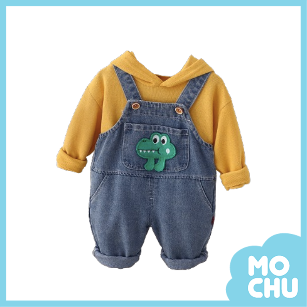 臉嘟嘟鱷魚吊帶褲套裝(三色)