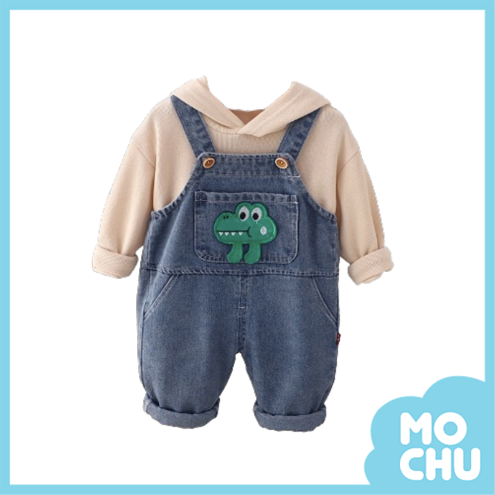 臉嘟嘟鱷魚吊帶褲套裝(三色)