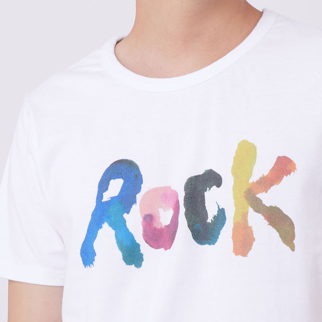 夏季搖滾 ROCK 短袖 蜜桃棉 男T 白色