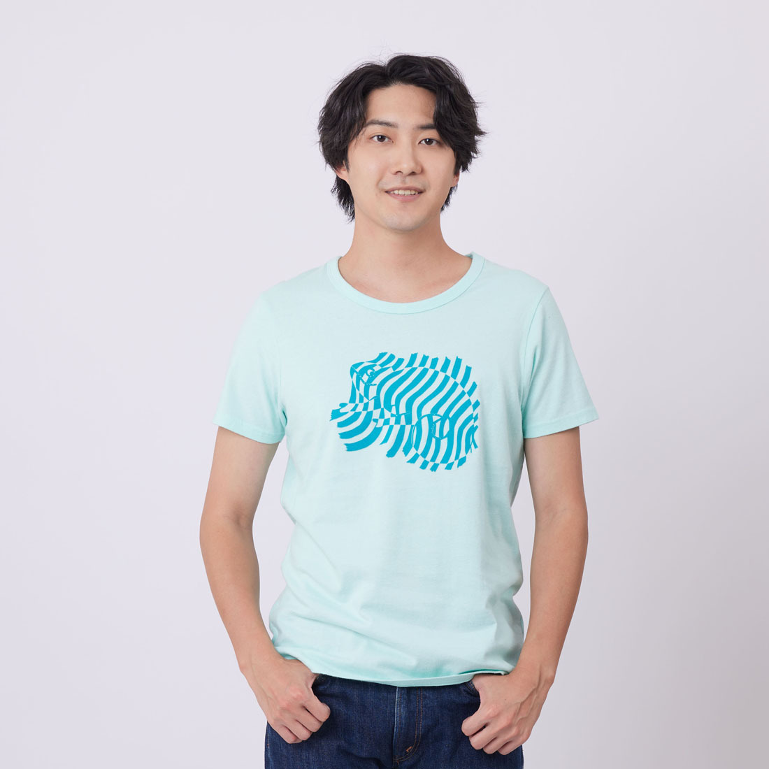 變色龍 短袖 蜜桃棉 男T 水綠色