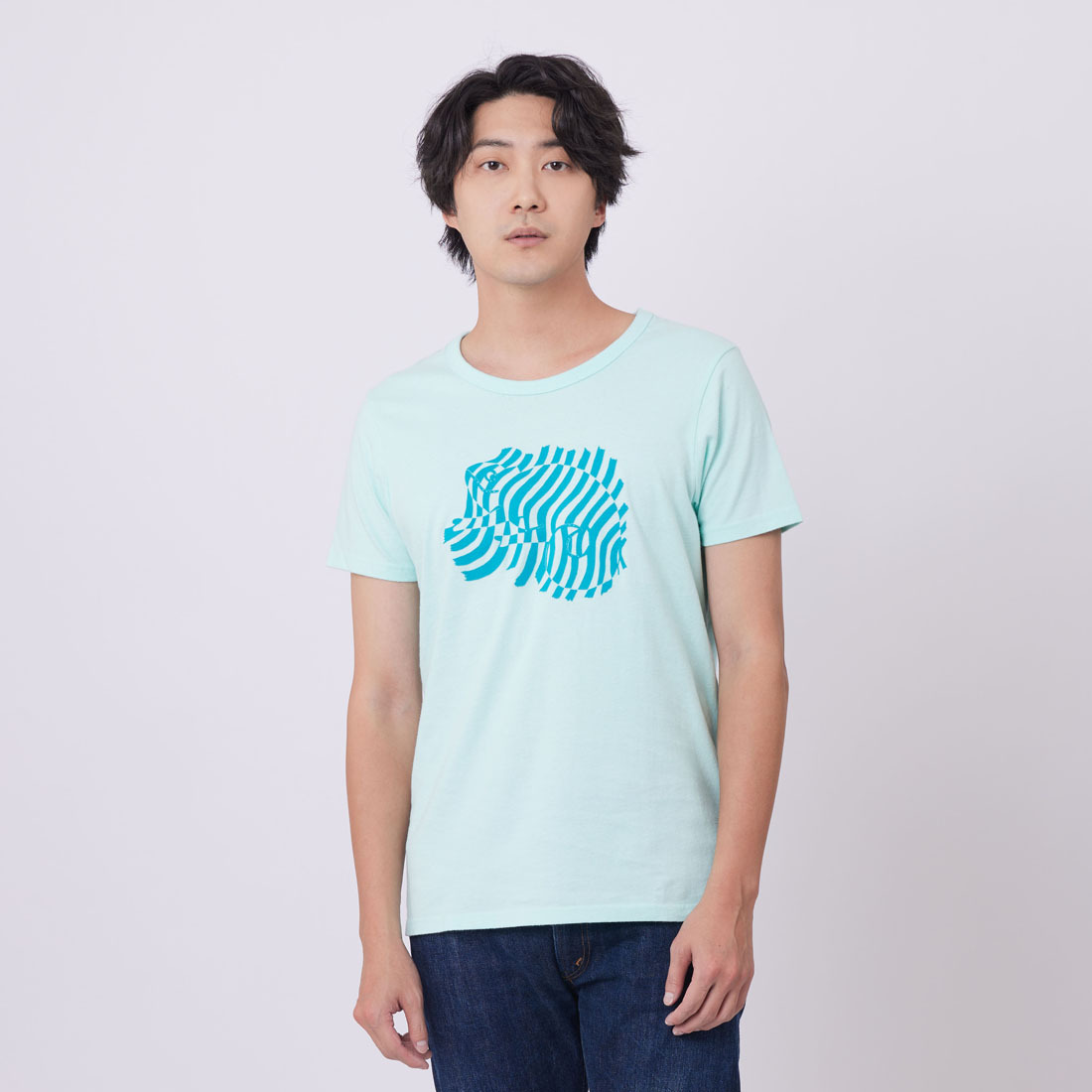 變色龍 短袖 蜜桃棉 男T 水綠色