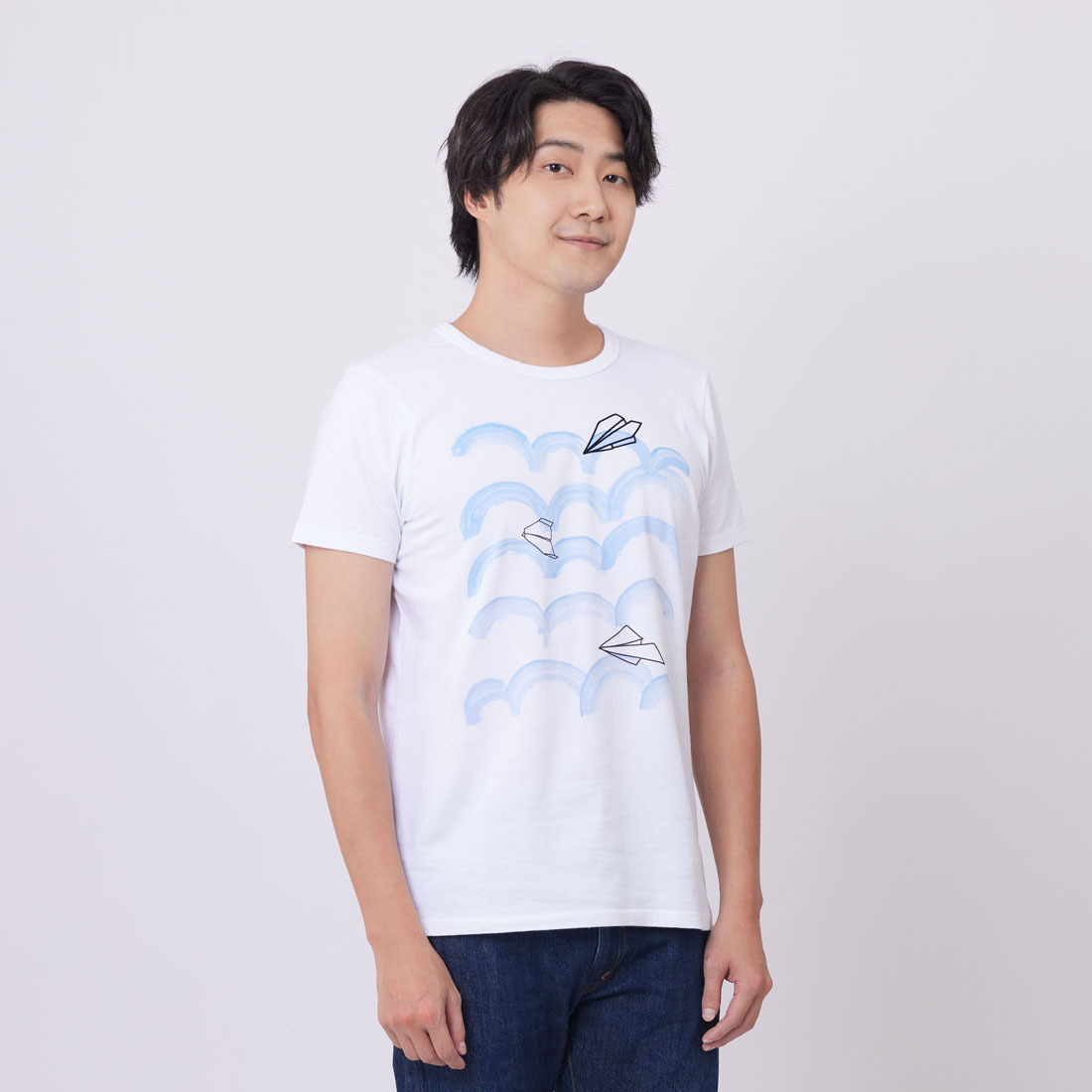 紙飛機 短袖 蜜桃棉 男T 戀人白