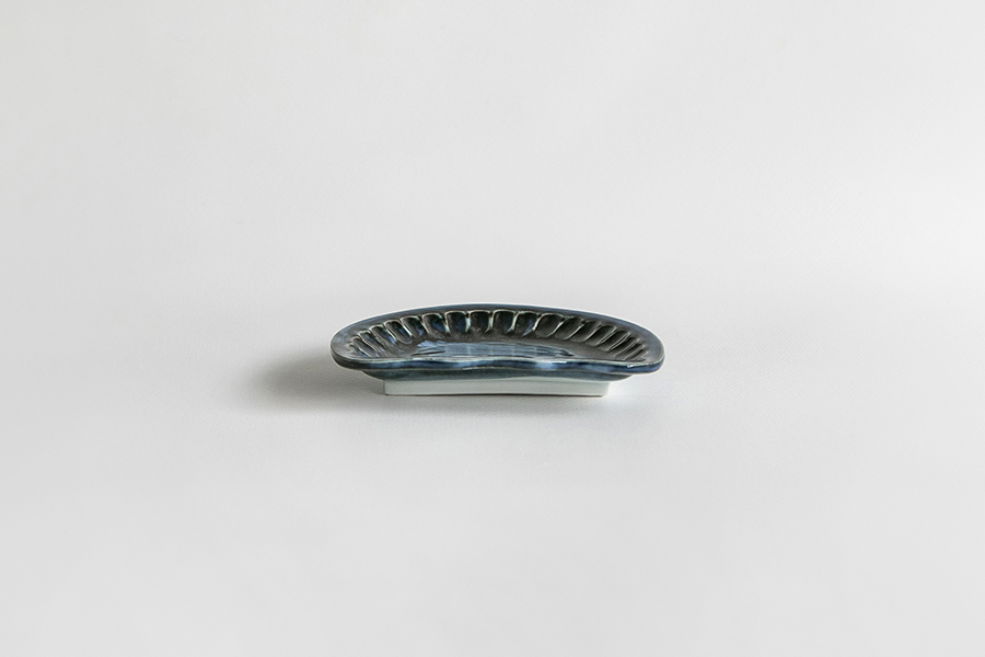 水野克俊 - 琉璃鎬紋半月判小皿