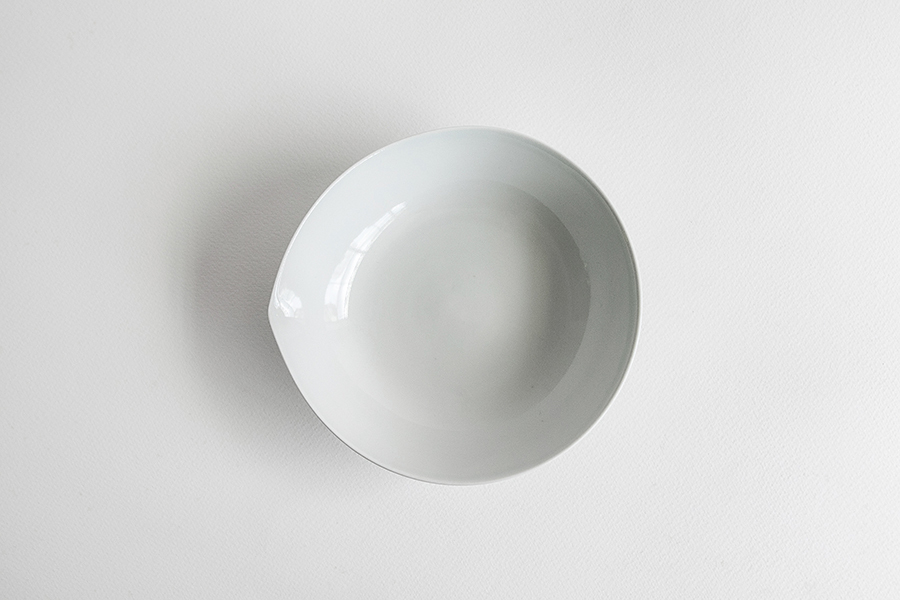 水野克俊 - 白磁片口變形 5寸淺缽