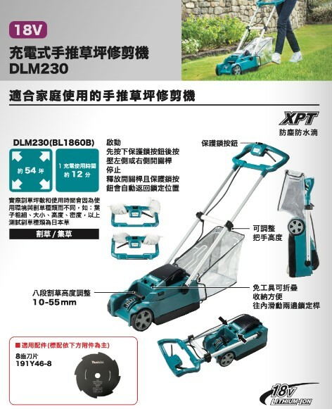 ＊中崙五金【附發票】牧田18V充電式手推草坪修剪機圓鋸片191Y46-8 刀片 適用:DLM230