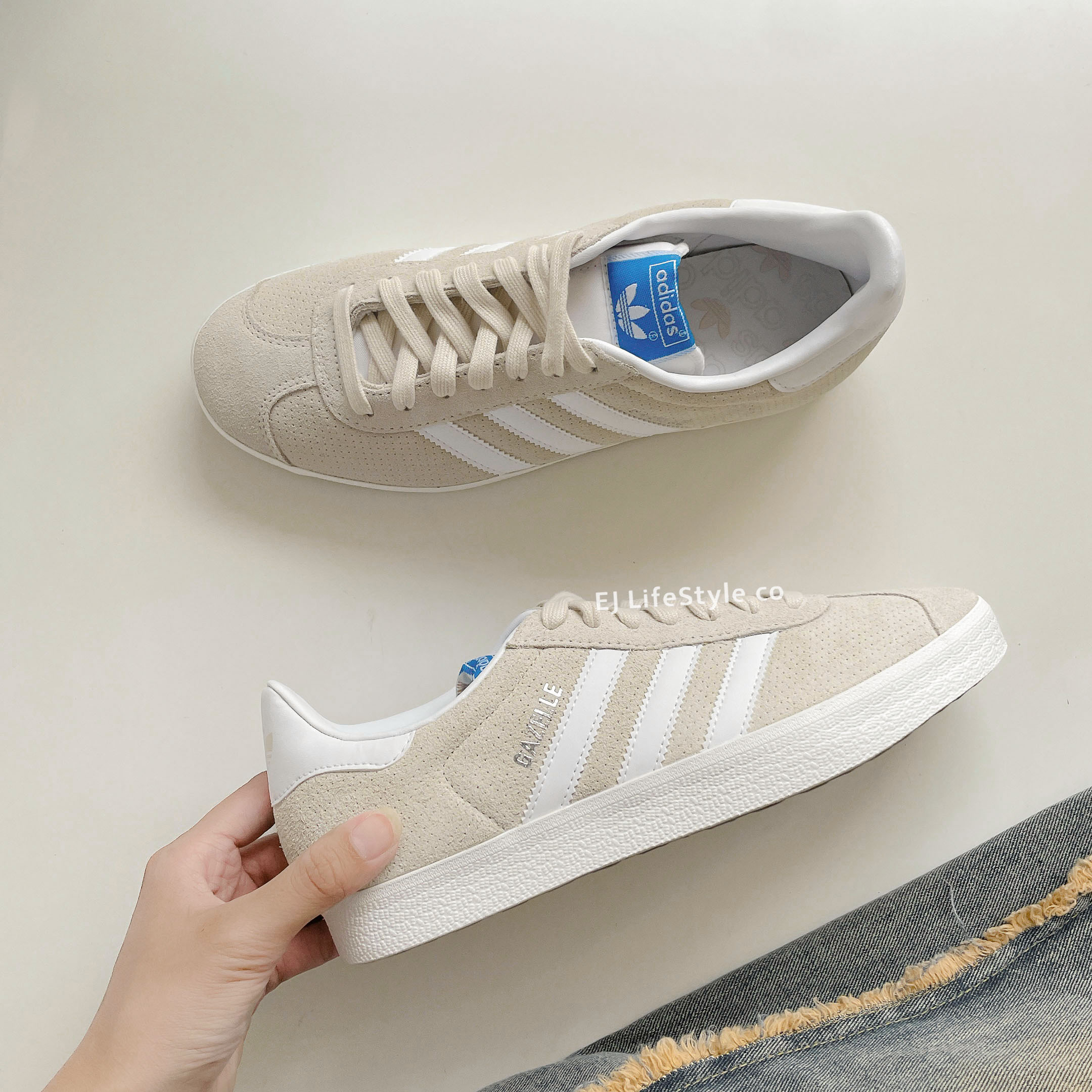 ADIDAS GAZELLE 奶油 米黃 麂皮 復古 男女鞋 IF3817 / 現貨
