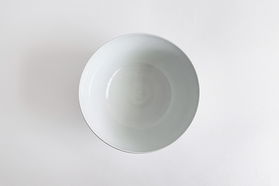 水野克俊 - 白磁面取丼17cm
