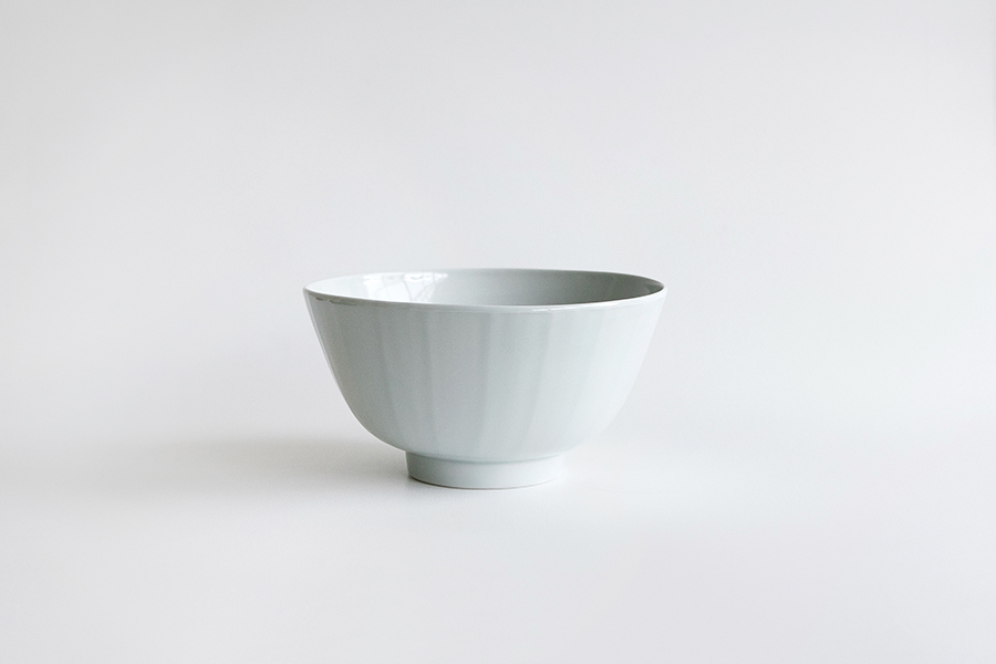 水野克俊 - 白磁面取丼17cm