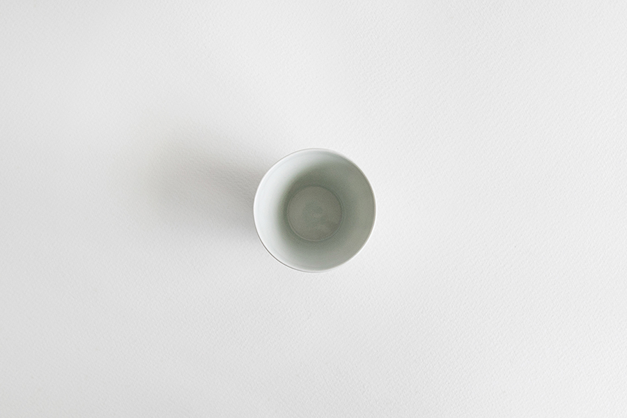 水野克俊-白磁面取蕎麥豬口(小)