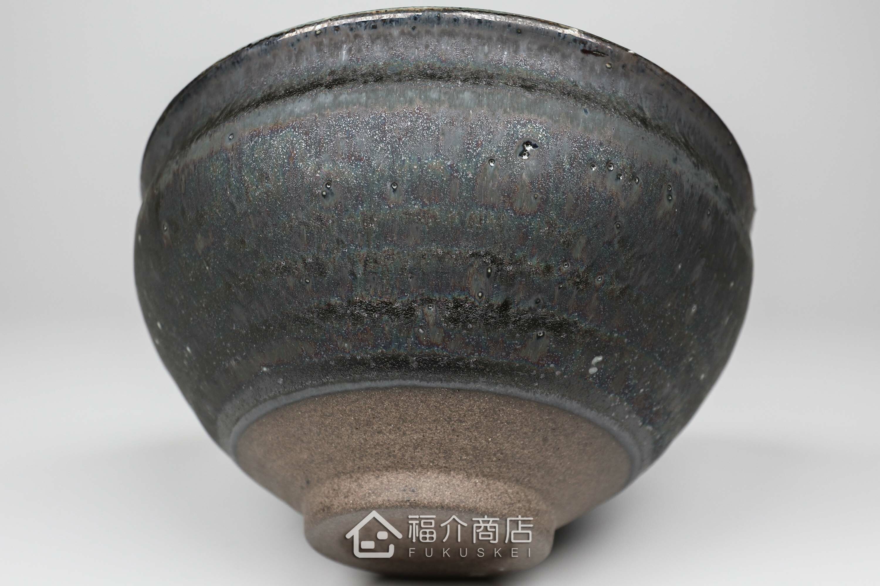 盛裝抹茶用的黑色與藍綠色的抹茶杯碗350cc