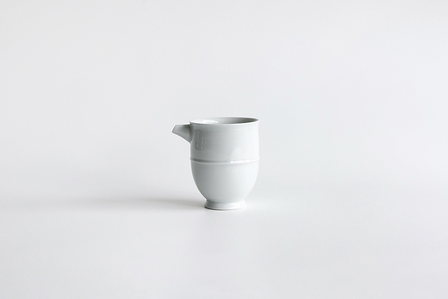 水野克俊 - 白磁繩結紋片口