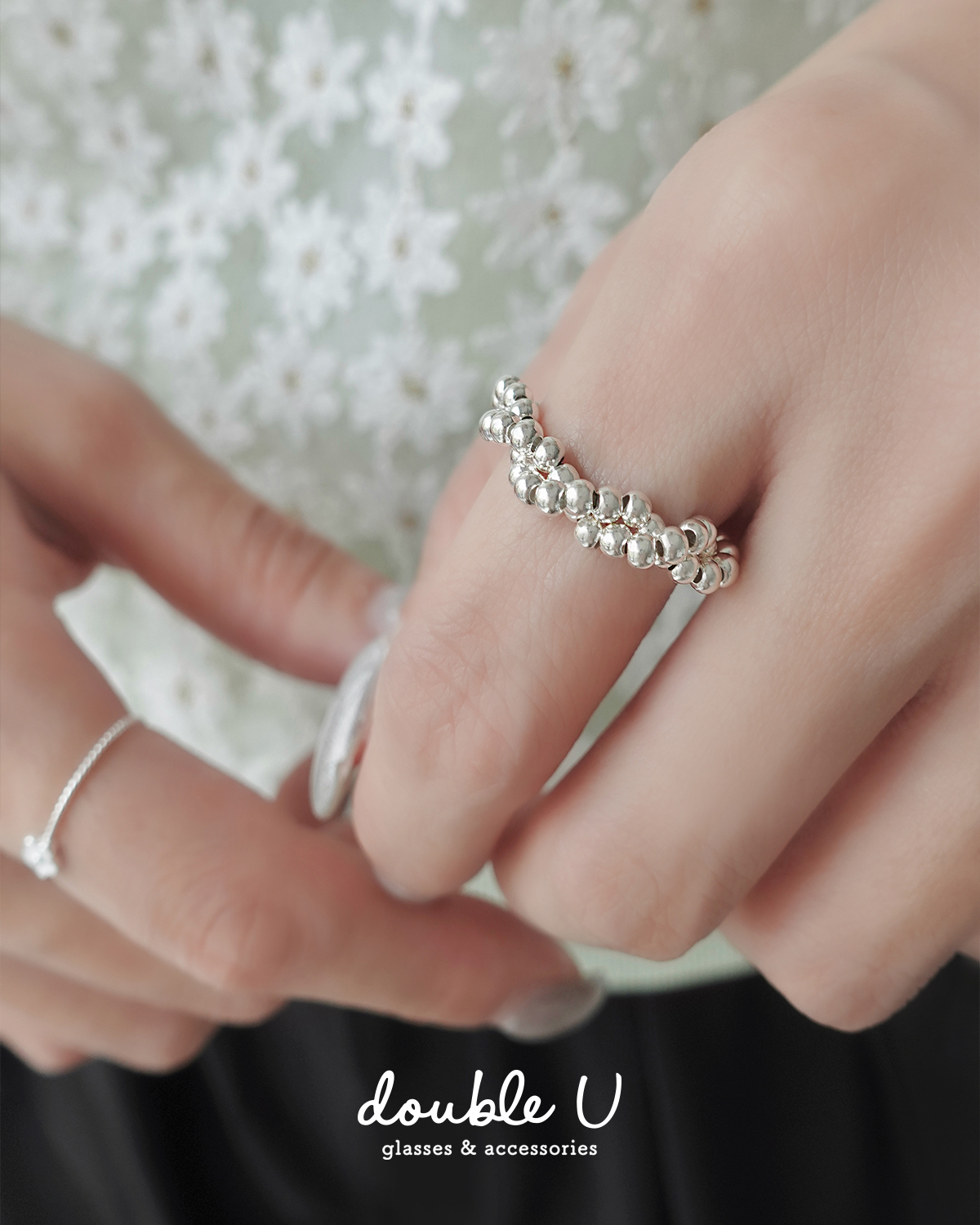 環繞珠串・純銀戒指 (GRS10313)