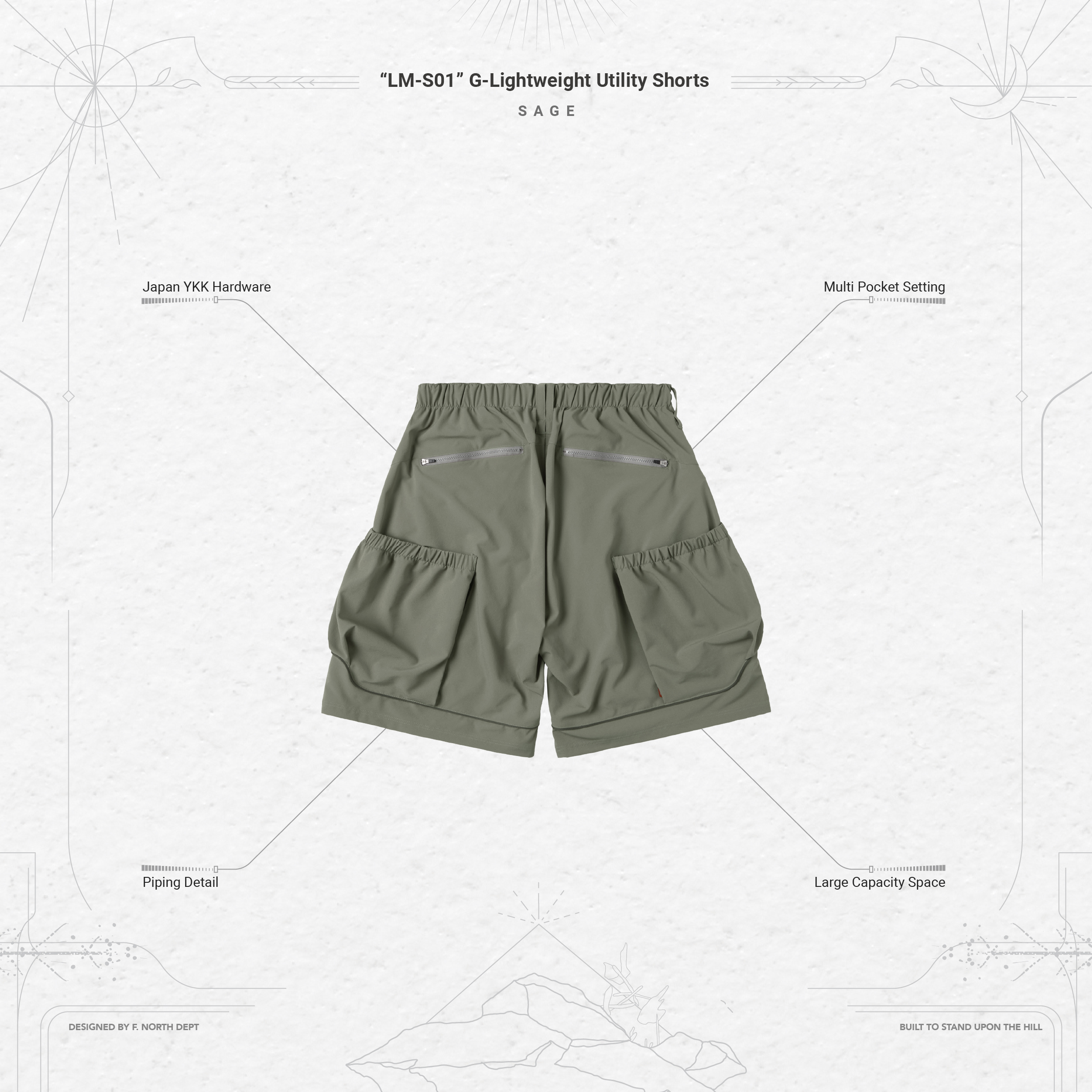 GOOPiMADE “LM-S01” G-Lightweight Utility Shorts - Sage