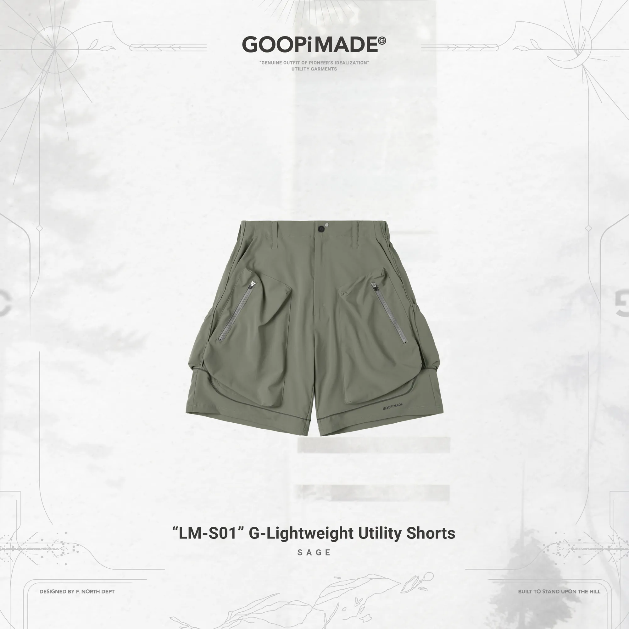 GOOPiMADE “LM-S01” G-Lightweight Utility Shorts - Sage