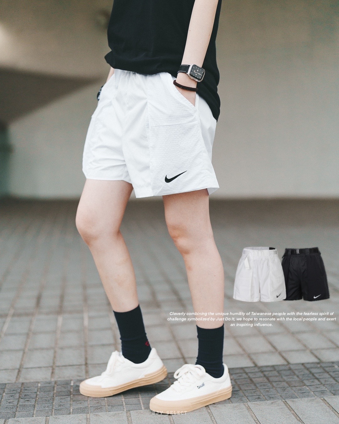 #現貨 NIKE NSW 工裝 腰帶扣環 運動短褲 五分褲 女款 CJ3808-010 黑 100 白 A1