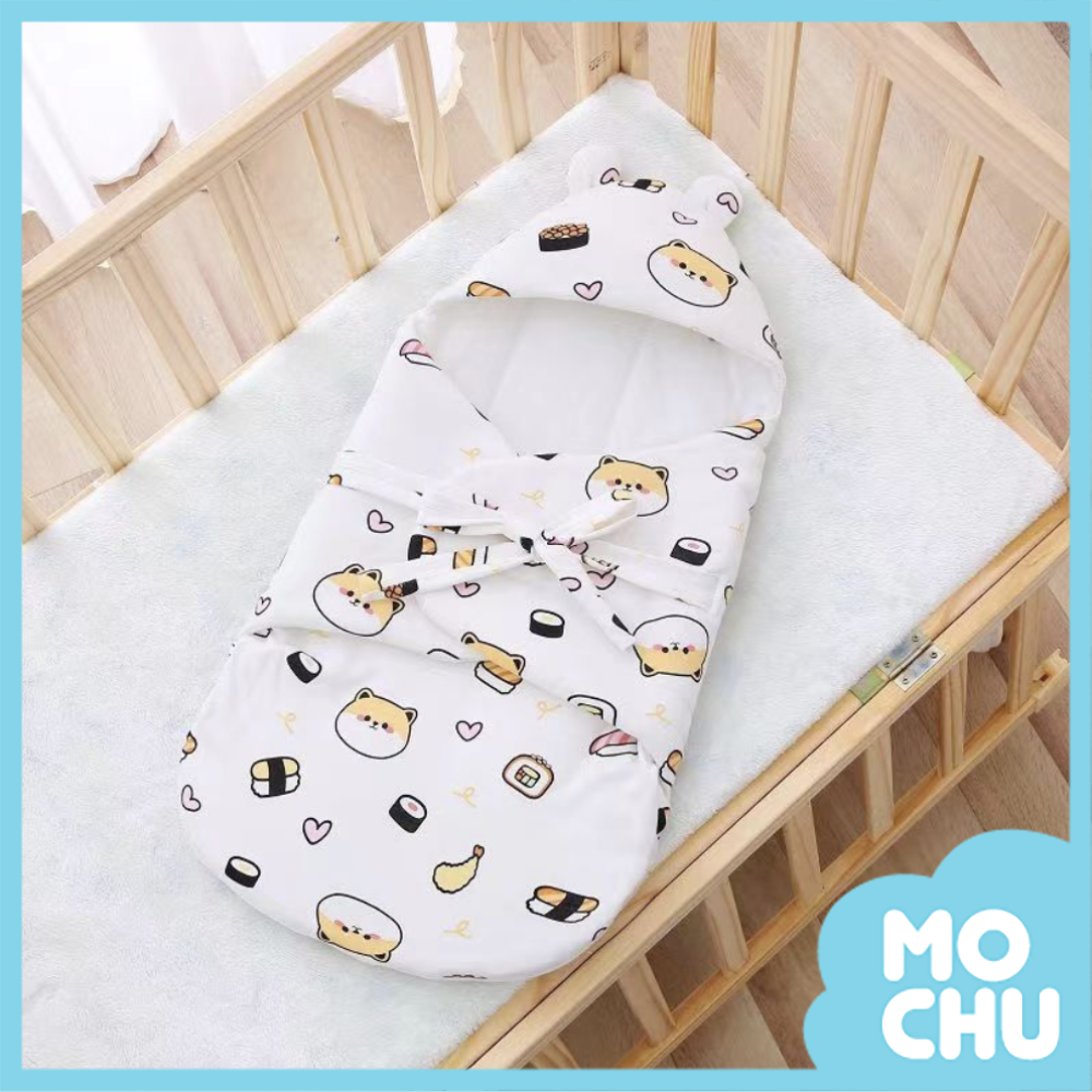 萌趣綁帶純棉包巾-壽司小狗