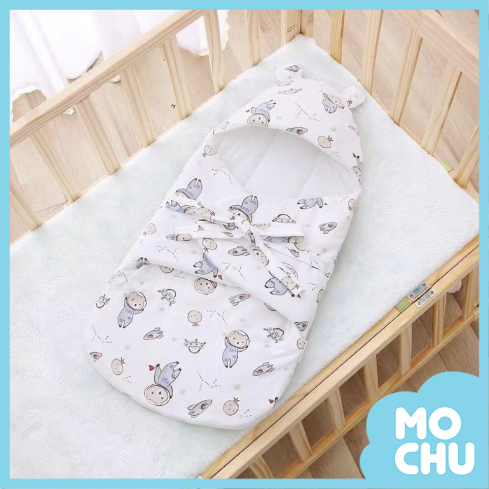 萌趣綁帶純棉包巾-宇航小熊