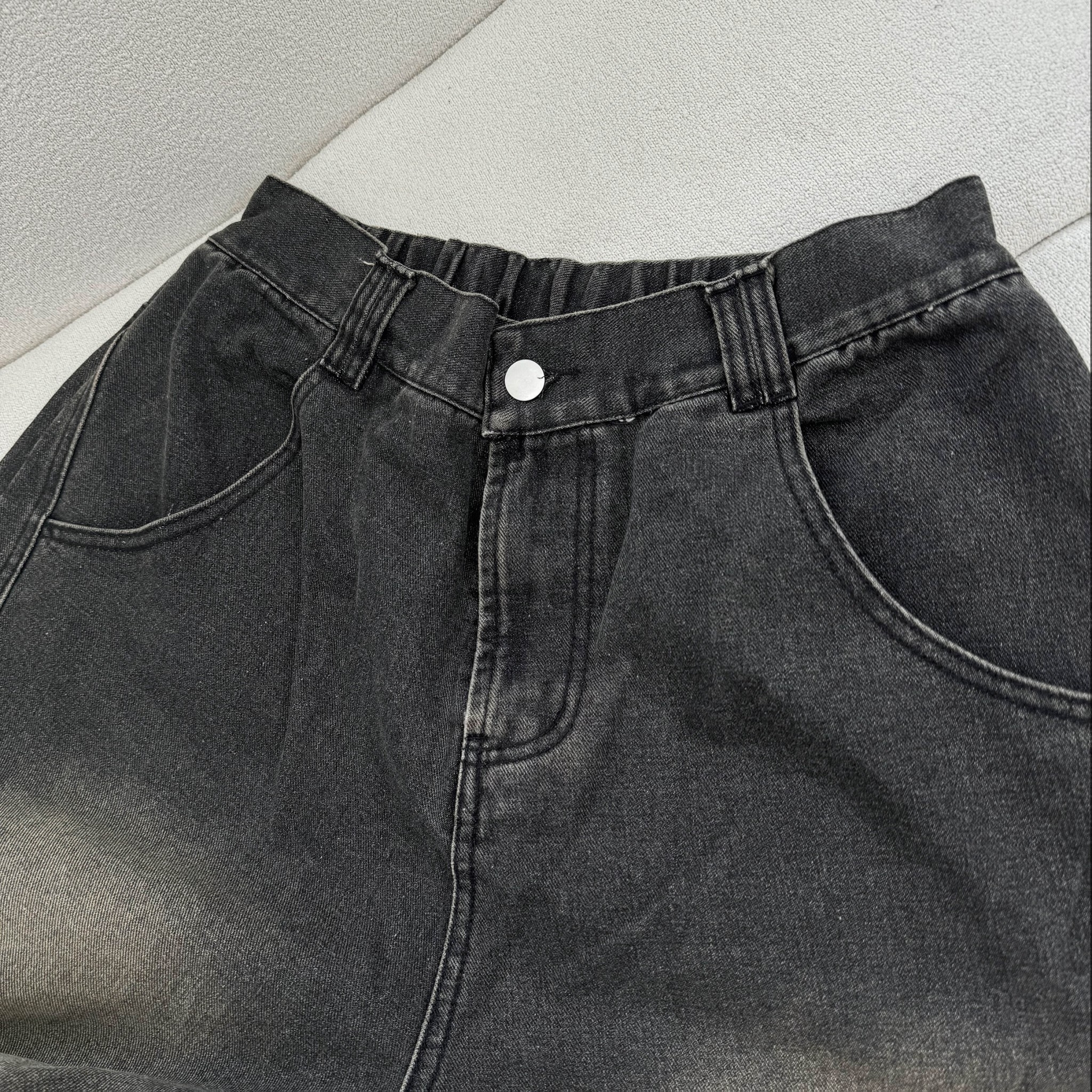 T+CC 淤泥刷黃復古寬鬆落地牛仔褲 68827