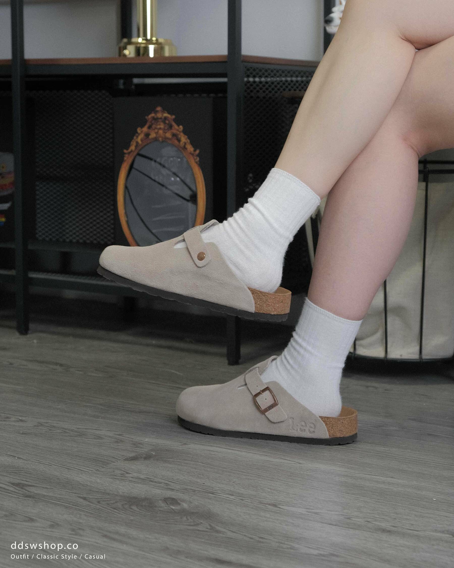 "代購" LEE 包頭鞋 軟木底 麂皮 國外限定 灰色 沙色 棕色 可可色 卡其色