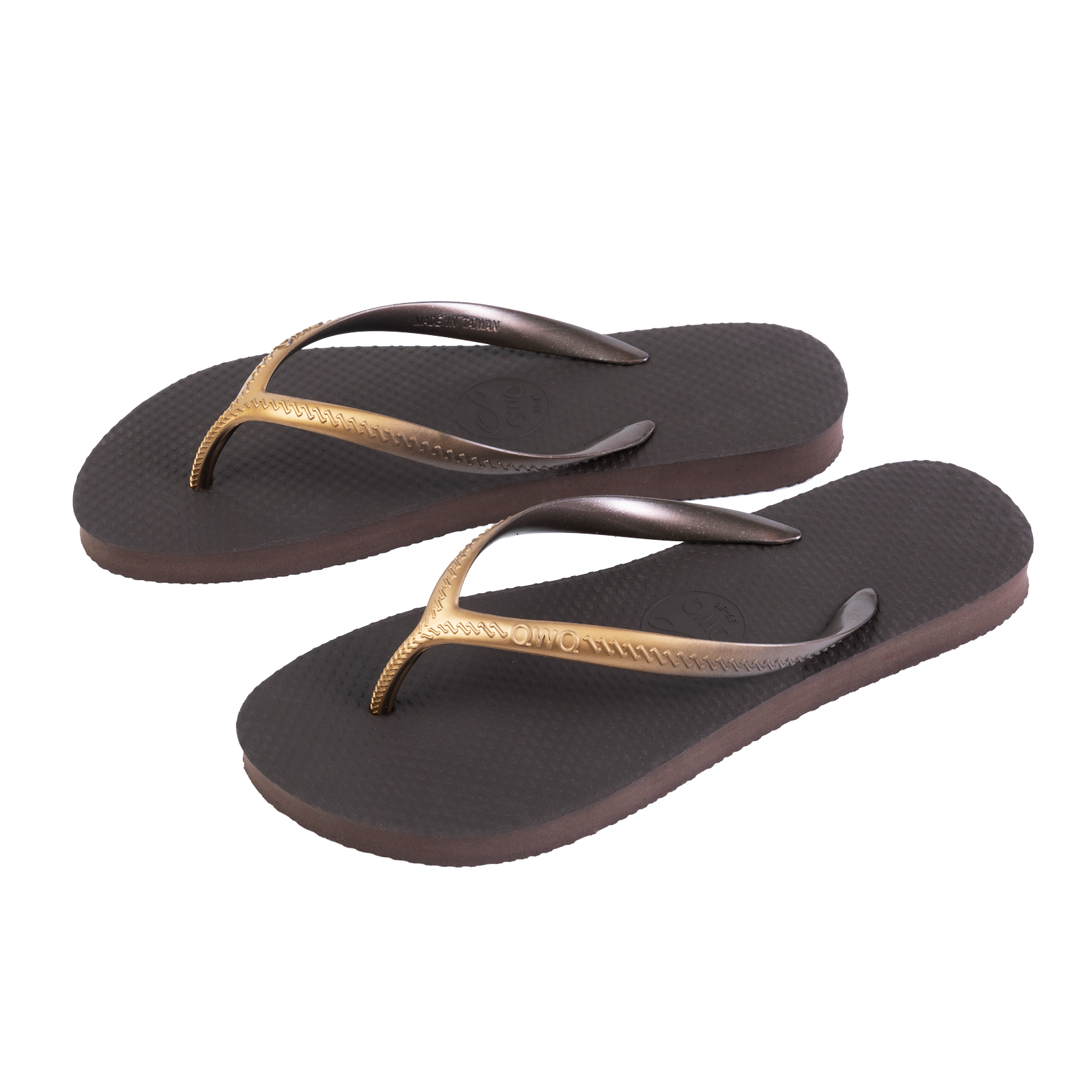 Glint微光系列 復古金漸層 焦糖棕 女款平底人字夾腳拖