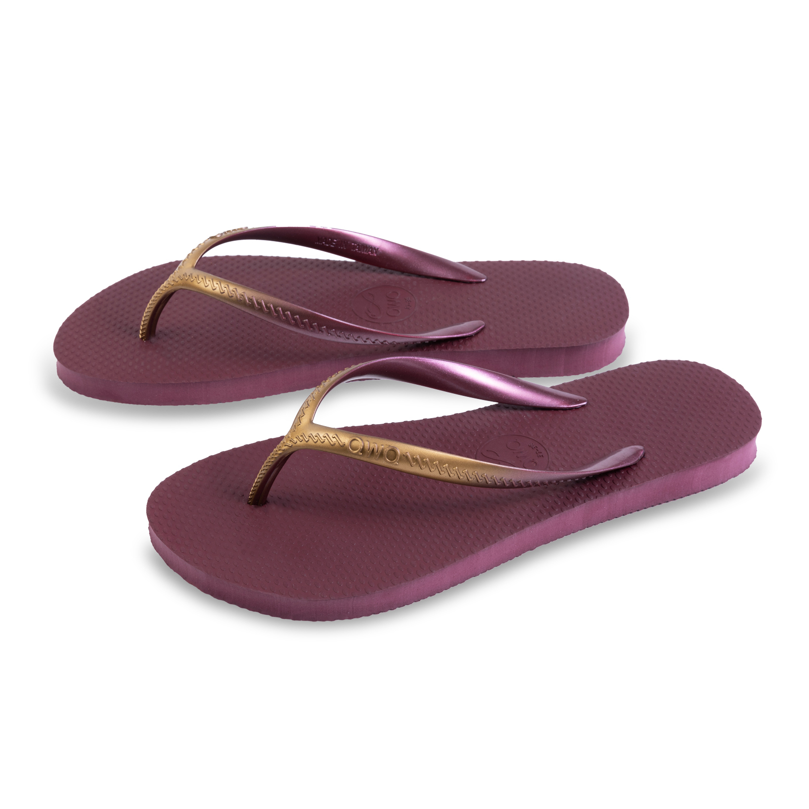 Glint微光系列 復古金漸層 葡酒紅 女款平底人字夾腳拖