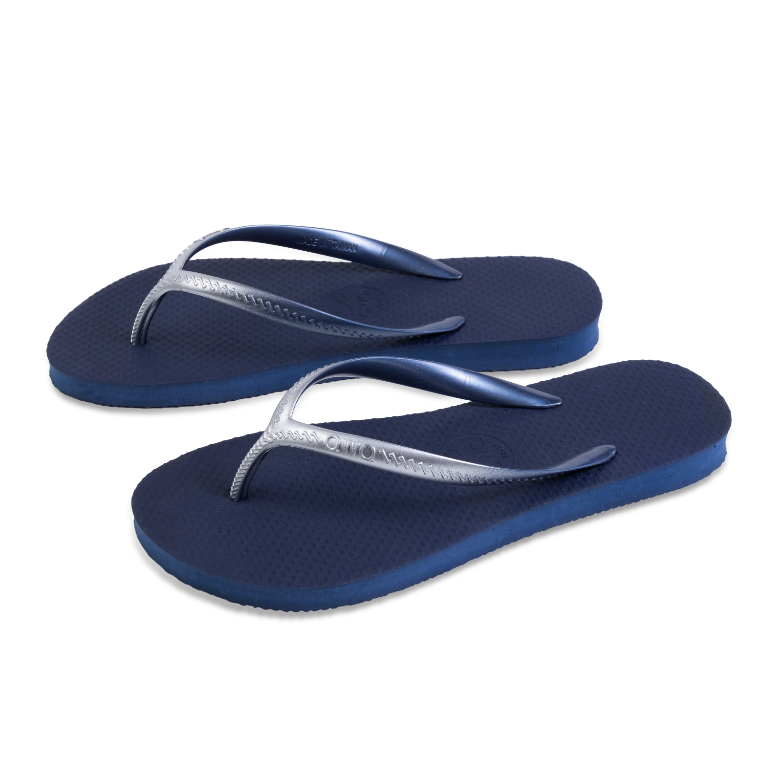 Glint微光系列 未來銀漸層 藏青藍 女款平底人字夾腳拖