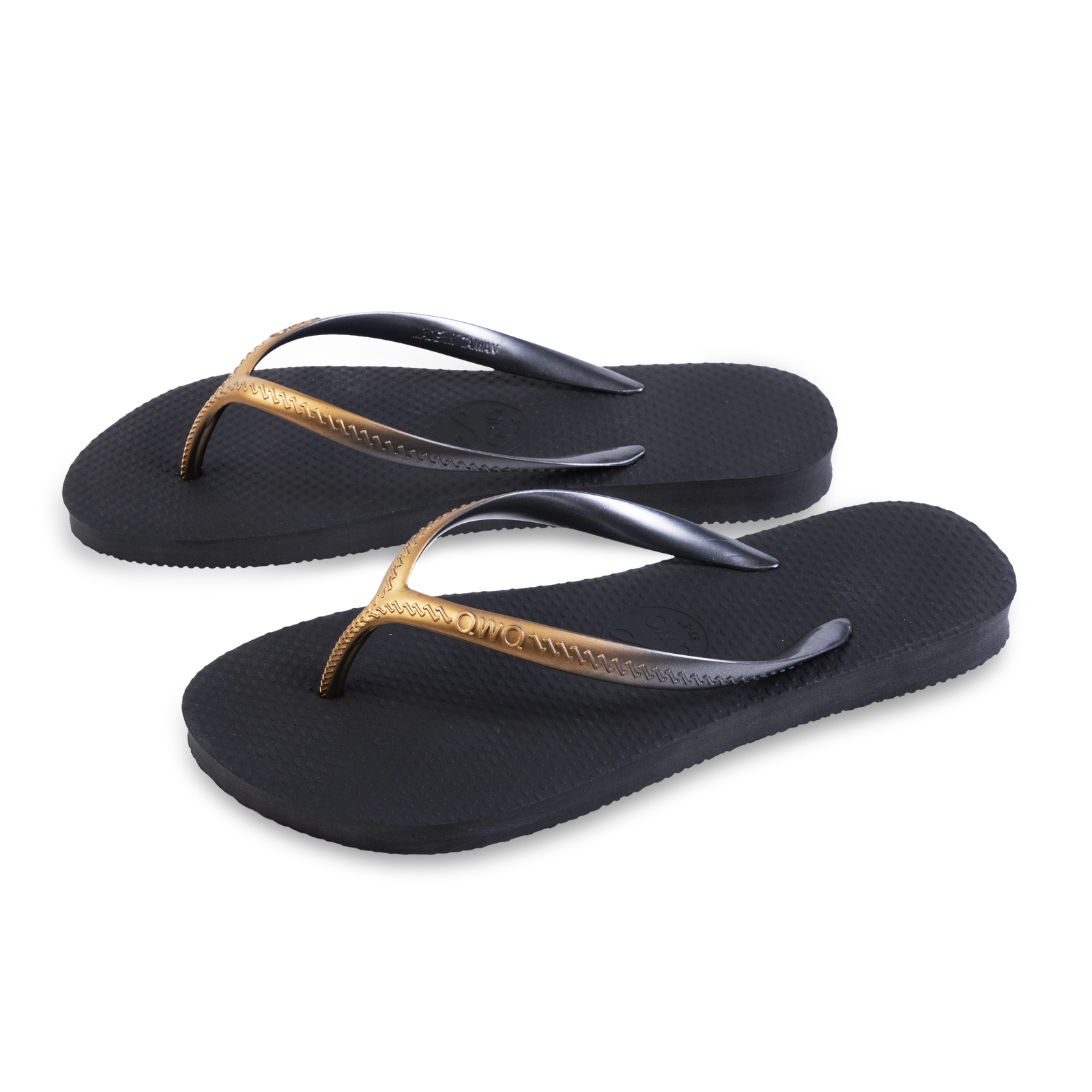 Glint微光系列 復古金漸層 曜石黑 女款平底人字夾腳拖