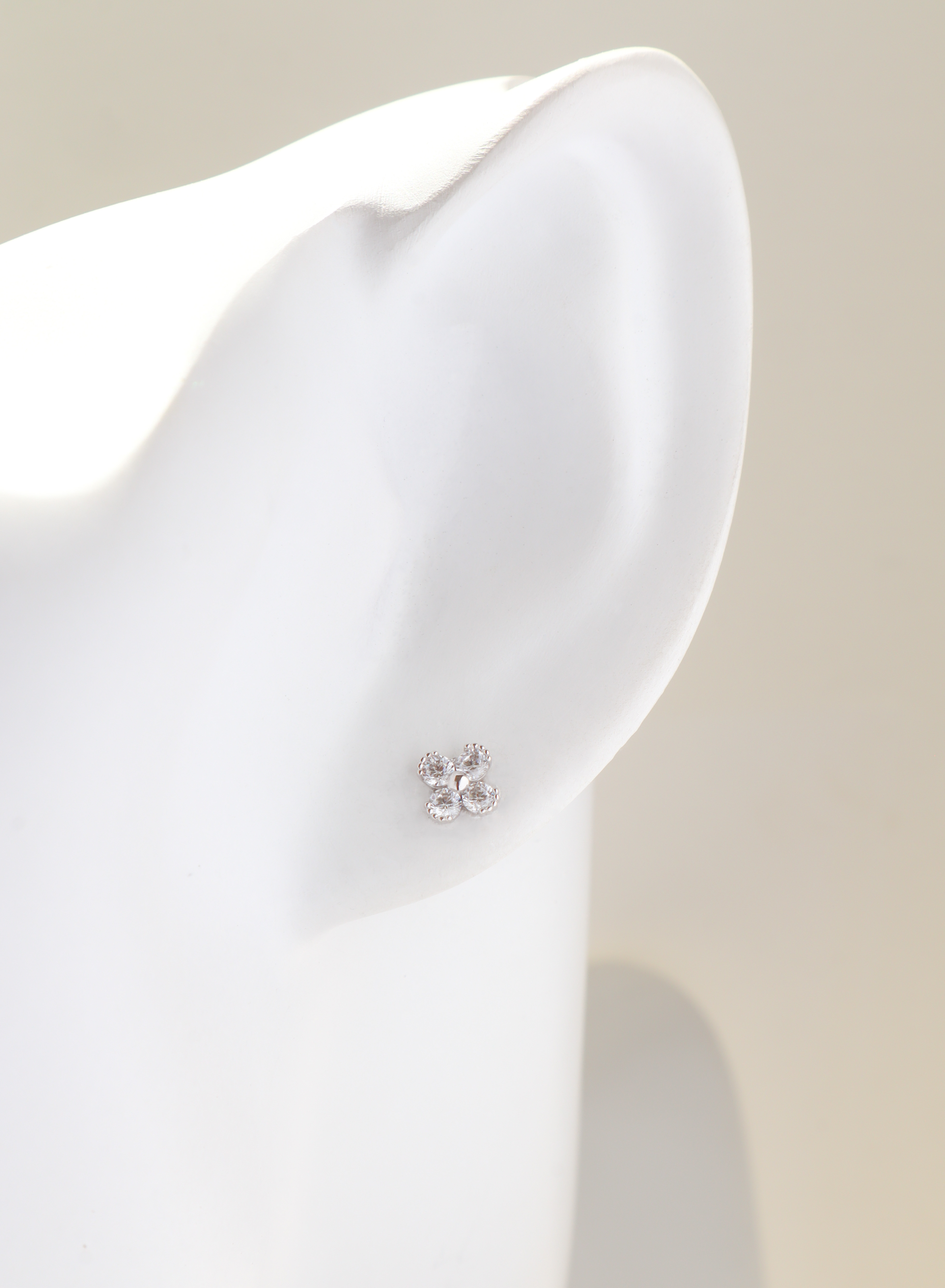 10K/閃鑽小花耳環