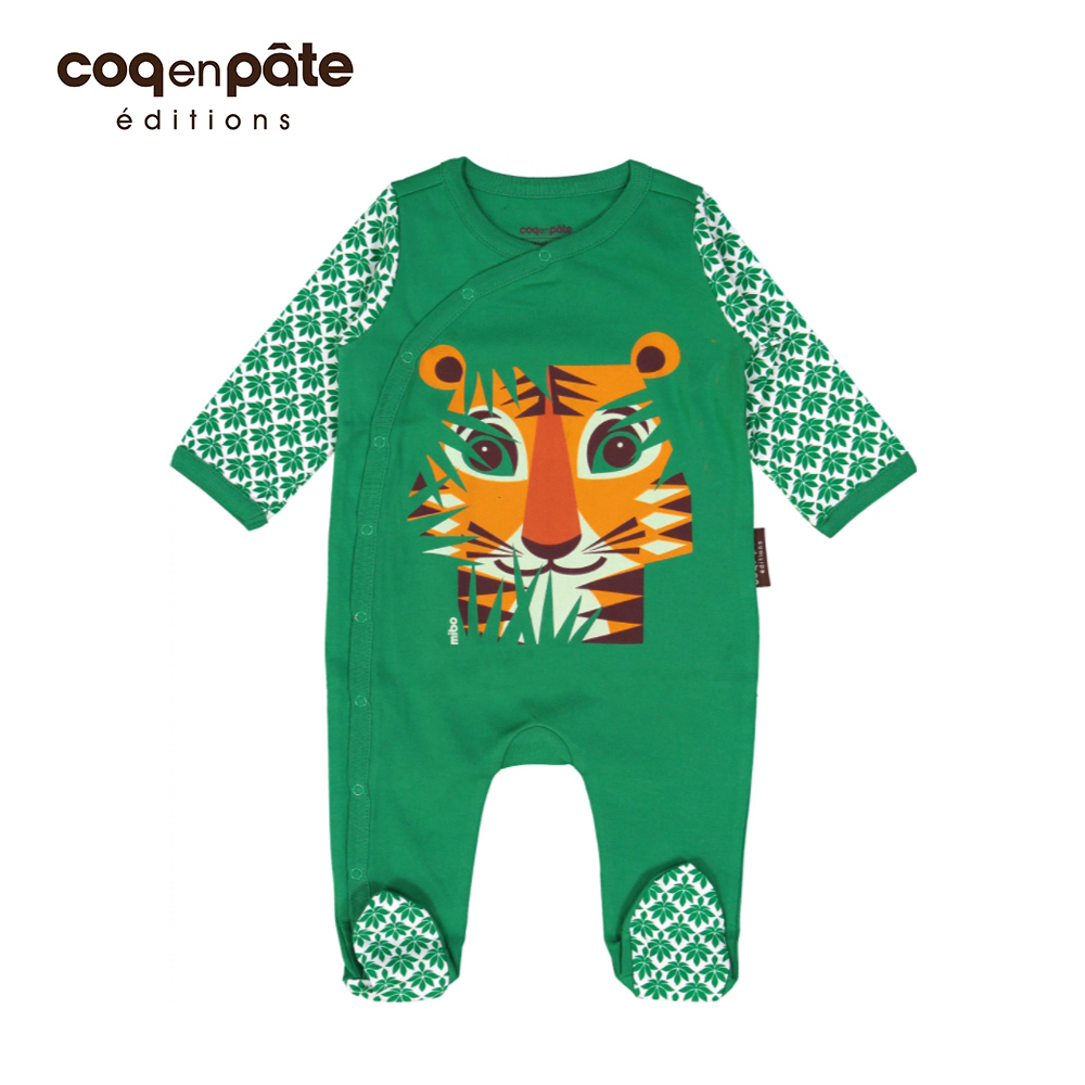 售完不補【Coq En Pâte】有機棉乖乖睡套裝組(附帽) - 老虎 ( 6M / 12M )