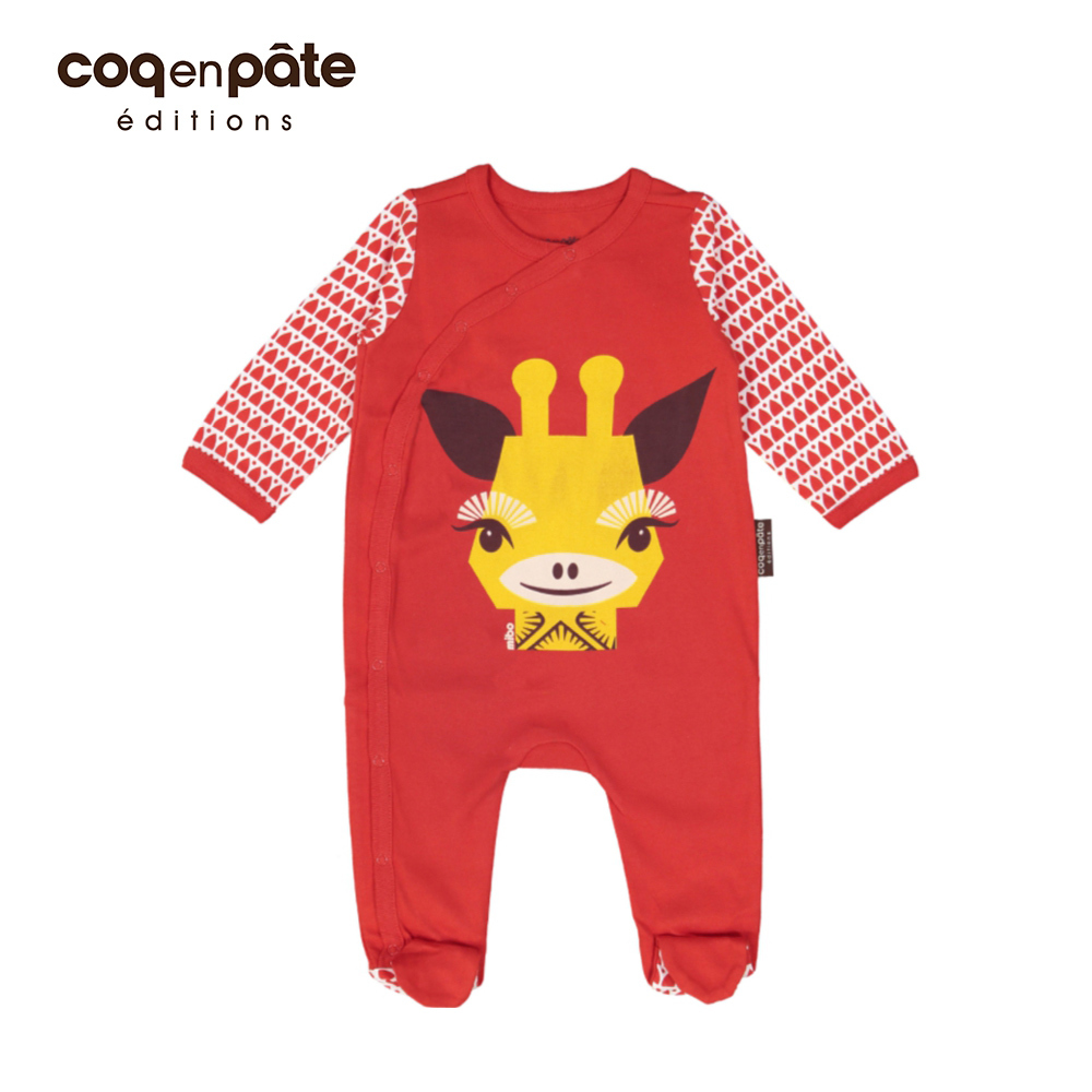 售完不補【Coq En Pâte】有機棉乖乖睡套裝組(附帽) - 長頸鹿 ( 6M / 12M )