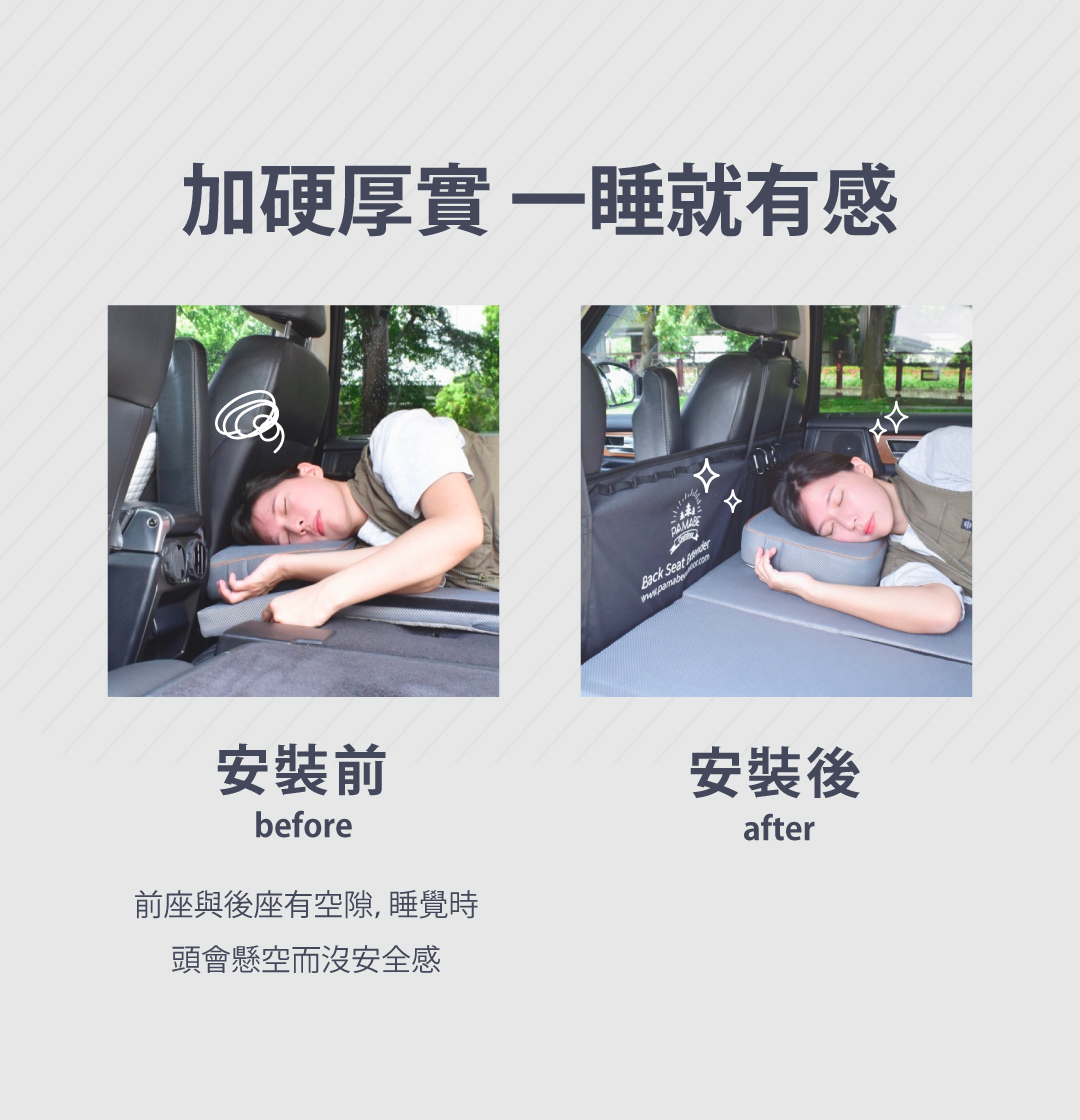 安裝座椅延長墊前後比較